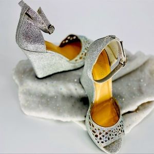 Jasmine rhinestone glitter wedge heels